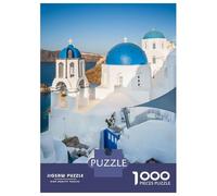 Jigsaw Puzzles for Teenagers 1000 Piece Oia Town Santorini Greece Adult Puzzles Hands-on Game For Family Fun Fun at Home Activities, 52x38cm/1000pcs