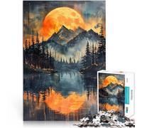 Jigsaw Puzzles for teenagers 1000 Piece Orange sun misty mountains Spielspielzeug Geburtstagsgeschenk, Geschenke75x50cm