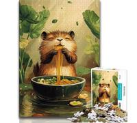 Jigsaw Puzzles for Teenagers 1000 Piece Otter Eating Noodles,Help The Brain Exercise Addictive Toys to Cultivate Patience Artists Collection,Fine Art (75x50cm)