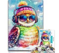 Jigsaw Puzzles for Teenagers 1000 Piece Owl Listening to Music 1000 Pieces for Adults,Challenging Difficult Deal As Gifts for The Whole Family (size 75x50cm)