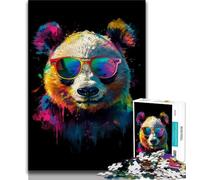 Jigsaw Puzzles for Teenagers 1000 Piece Panda with Sunglasses Teenager Puzzles,Educational Games Home Decoration Suitable for Desktop Decoration 26x38cm