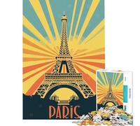 Jigsaw Puzzles for Teenagers 1000 Piece Paris Eiffel Tower Vintage Poster Jigsaw Puzzles 1000 Educational Toy Secret Santa Gifts Perfect Decoration (Size 38x52cm)