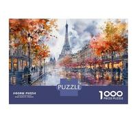 Jigsaw Puzzles for Teenagers 1000 Piece Paris Eiffel Tower Watercolor Print Puzzles for Adults Toy Wall Decor A Work of Art Unique Birthday And Xmas Gifts 70x50cm/1000pcs