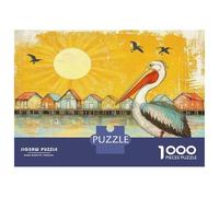 Jigsaw Puzzles for Teenagers 1000 Piece Pelican Dockside Sunset Jigsaws for Adults Family Game Wall Art Unique Birthday And Xmas Gifts 52x38cm/1000pcs