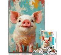 Jigsaw Puzzles for Teenagers 1000 Piece Pig Baby Painting,for Educational Game Challenge Toy Deal As Gifts for The Whole Family 38x26cm