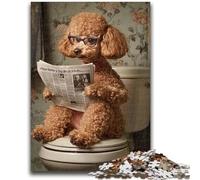 Jigsaw Puzzles for Teenagers 1000 Piece Poodle on The Toilet Toys Educational Games Stress Relieving Suitable for Desktop Decoration 50x75cm