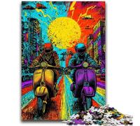 Jigsaw Puzzles for Teenagers 1000 Piece Pop-art Riding A Motorcycle Challenging To Complete But Fun And Humorous Educational Game for Birthday 50x75cm