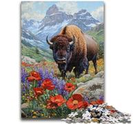 Jigsaw Puzzles for Teenagers 1000 Piece Poppy Bison Help The Brain Exercise Addictive Toys to Cultivate Patience Great Gift 26x38cm