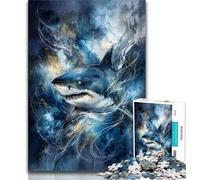 Jigsaw Puzzles for Teenagers 1000 Piece Powerful Shark Swimming,for Educational Game Challenge Toy Deal As Gifts for The Whole Family 38x26cm