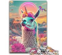 Jigsaw Puzzles for Teenagers 1000 Piece Psychedelic Alpaca Educational Family Game Wall Decoration Unique Birthday And Xmas Gifts 26x38cm
