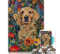 Jigsaw Puzzles for Teenagers 1000 Piece Psychedelic Animal Golden Retriever Adult Jigsaw,Artistic Wall Decor & Birthday Gift Idea for Friends, Home Office 38x26cm