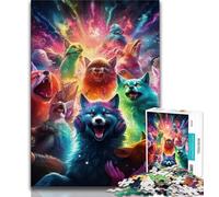 Jigsaw Puzzles for Teenagers 1000 Piece Psychedelic Art Wolf 1000 Pieces for Adults,Brain Intelligence Challenge Addictive Toys for Home Decoration 26x38cm