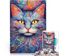 Jigsaw Puzzles for teenagers 1000 Piece Psychedelic Cat Abstract C Hands-on-Spiel Geschenke für Freunde und Familie52x38cm
