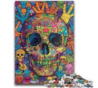 Jigsaw Puzzles for Teenagers 1000 Piece Psychedelic Skull 1000 Piece Puzzle,Stress Reliever Staycation Kill Time Wishlist with Santa Claus (50x75cm)