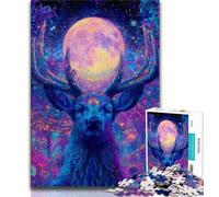 Jigsaw Puzzles for Teenagers 1000 Piece Psychedelic Visionary Deer Art 1000 Piece Jigsaw,Challenging Family Activity Games DIY Toy for Home Wall Decor Gifts (size 38x26cm)