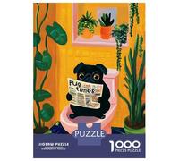 Jigsaw Puzzles for Teenagers 1000 Piece Pug Reading Newspaper on Toilet Puzzles for Adults Toy Wall Decor A Work of Art Unique Birthday And Xmas Gifts 70x50cm/1000pcs