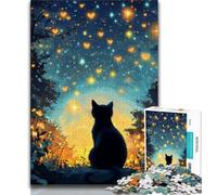Jigsaw Puzzles for Teenagers 1000 Piece Puzzle Abstract Black Cat,learning Educational Is Ideal As A Gift for The Whole Family (38x26cm)