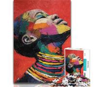 Jigsaw Puzzles for Teenagers 1000 Piece Puzzle African Woman Oil Painting,Toys Educational Games Stress Relieving Great Gifts And Toys 38x26cm