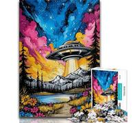 Jigsaw Puzzles for Teenagers 1000 Piece Puzzle Alien UFO,Challenging Difficult with Fully Interlocking Randomly Shaped Pieces 75x50cm