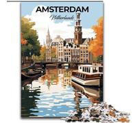 Jigsaw Puzzles for Teenagers 1000 Piece Puzzle Amsterdam Netherlands, Stress Relief Toys Unique Birthday And Gifts for Ages 14+ 26x38cm