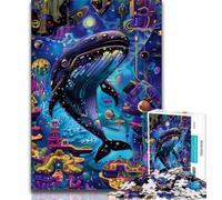 Jigsaw Puzzles for Teenagers 1000 Piece Puzzle Animal Whale Art,Family Entertainment Toys Is Ideal As A Gift for The Whole Family (38x26cm)