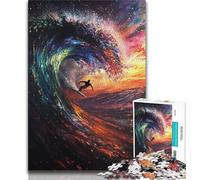 Jigsaw Puzzles for Teenagers 1000 Piece Puzzle Astronaut Space Surfing,Challenging Difficult with Fully Interlocking Randomly Shaped Pieces 75x50cm