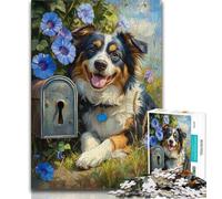 Jigsaw Puzzles for Teenagers 1000 Piece Puzzle Australian Shepherd,Stress Reliever Difficult Challenge Every Piece Is Unique - Challenging Family Fun Game (38x26cm)