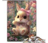 Jigsaw Puzzles for Teenagers 1000 Piece Puzzle Baby Bunny on The Swing, Learning Educational Toys Unique Birthday And Gifts for Age 14+ (Size 26x38cm)