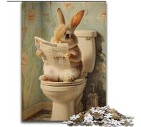 Jigsaw Puzzles for Teenagers 1000 Piece Puzzle Baby Bunny on Toilet Suitable for Ages 14 And Up Family Games Deal As Gifts for The Whole Family (size 26x38cm)