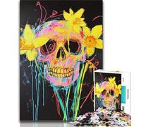 Jigsaw Puzzles for Teenagers 1000 Piece Puzzle Basquiat-style Flowers And Skulls,Family Entertainment Toys Is Ideal As A Gift for The Whole Family (38x26cm)