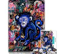 Jigsaw Puzzles for Teenagers 1000 Piece Puzzle Basquiat-style Monkey,Challenging Game And Family Play with Fully Interlocking Randomly Shaped Pieces (38x26cm)