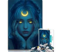 Jigsaw Puzzles for Teenagers 1000 Piece Puzzle Beautiful Anime Girl with Moon,learning Educational Is Ideal As A Gift for The Whole Family (38x26cm)