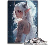 Jigsaw Puzzles for Teenagers 1000 Piece Puzzle Beautiful Female Tiefling, Analysis And Logic with Fully Interlocking Randomly Shaped Pieces for And Age 14 Years Up 50X75CM