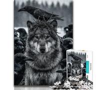 Jigsaw Puzzles for Teenagers 1000 Piece Puzzle Black And White Wolf Crow,Decompressing Intellectual Educational Toy Educational Game for Birthday,Chrismas 38x26cm