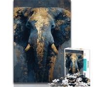 Jigsaw Puzzles for Teenagers 1000 Piece Puzzle Black Gold Elephant,Stress Reliever Staycation Kill Time Home Decoration Toys (38x26cm)