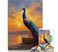 Jigsaw Puzzles for Teenagers 1000 Piece Puzzle Blue Peacock Oil Painting,Educational Games Home Decoration Birthday Present,Gifts,Wall Art 38x26cm