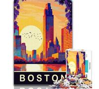 Jigsaw Puzzles for Teenagers 1000 Piece Puzzle Boston Massachusetts,Help The Brain Exercise Addictive Toys to Cultivate Patience Enhance Memory (38x26cm)