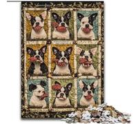 Jigsaw Puzzles for Teenagers 1000 Piece Puzzle Boston Terrier Dog Collage, Toys Educational Games Stress Relieving Great Gifts And Toys (size 50x75cm)
