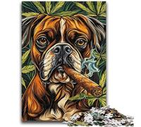 Jigsaw Puzzles for Teenagers 1000 Piece Puzzle Boxer Dog Smoking, Learning Educational for Is Ideal As A Gift for The Whole Family 26X38CM
