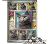 Jigsaw Puzzles for Teenagers 1000 Piece Puzzle British Shorthair Cat Collage Brain Intelligence Challenge Addictive Toys Funny Gift for Ages 14+ 26x38cm
