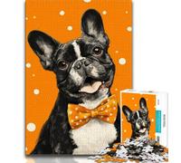 Jigsaw Puzzles for Teenagers 1000 Piece Puzzle Bulldog Wearing A Bow Tie,Family Entertainment Toys Is Ideal As A Gift for The Whole Family 38X26CM