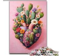 Jigsaw Puzzles for Teenagers 1000 Piece Puzzle Cactus Heart, Toys Educational Games Stress Relieving Wall Decoration (size 50x75cm)