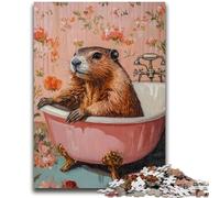 Jigsaw Puzzles for Teenagers 1000 Piece Puzzle Capybara in The Bathroom Educational Toys Unique Home Decor And Gifts for And Age 14 Years Up 50x75cm