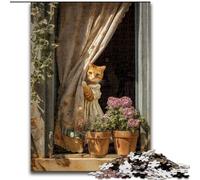 Jigsaw Puzzles for Teenagers 1000 Piece Puzzle Cat in The Window, Suitable for People Aged 14 And Above Challenging To Complete But Fun And Humorous Great Gift (size 50x75cm)
