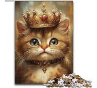 Jigsaw Puzzles for Teenagers 1000 Piece Puzzle Cat Wearing A Crown,Stress Reliever Difficult Challenge Is Ideal As Gifts for The Whole Family 38x26cm