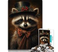 Jigsaw Puzzles for Teenagers 1000 Piece Puzzle Christmas Raccoon,Toys Educational Games Stress Relieving Great Gifts And Toys 38x26cm