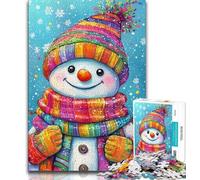Jigsaw Puzzles for Teenagers 1000 Piece Puzzle Christmas Snowman,Decompressing Intellectual Educational Toy Educational Game for Birthday,Chrismas 75x50cm