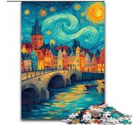 Jigsaw Puzzles for Teenagers 1000 Piece Puzzle City Under The Night Sky, Stress Relief Toys Unique Home Decor And Gifts for Age 14 (size 26x38cm)