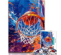Jigsaw Puzzles for Teenagers 1000 Piece Puzzle Colorful Basketball,Challenging Game And Family Play with Fully Interlocking Randomly Shaped Pieces (38x26cm)
