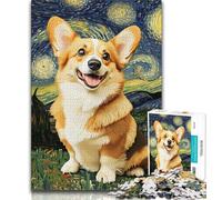 Jigsaw Puzzles for Teenagers 1000 Piece Puzzle Corgi Under The Night Sky,Challenging Game And Family Play Educational Game for Birthday,Chrismas (75x50cm)